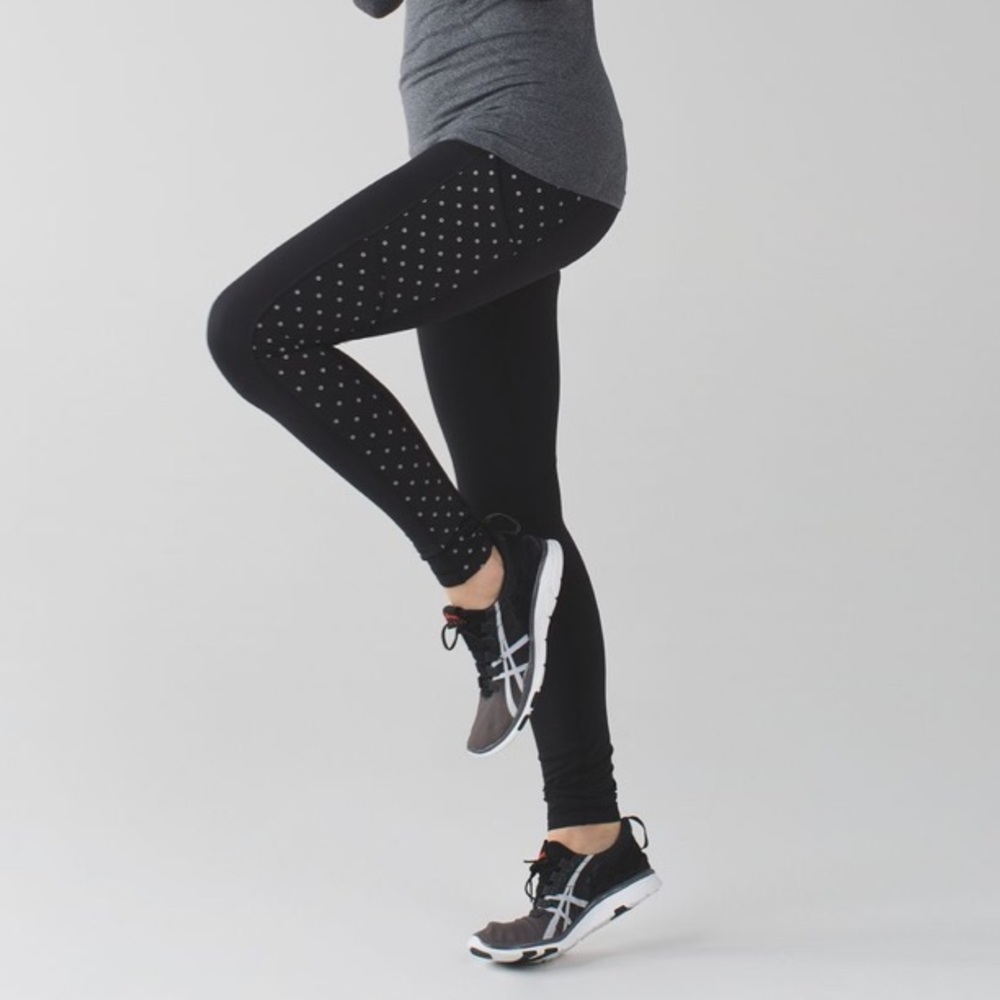 Lululemon athletica speed tight IV full-on luxtreme 25” black brushed sequin dot